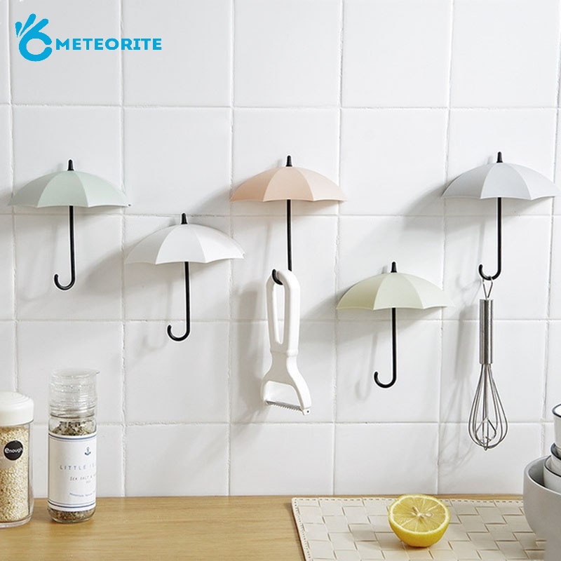Set 3 Móc Treo Đồ Dán Tường Hình Cây Dù Dễ Thương Đa Năng