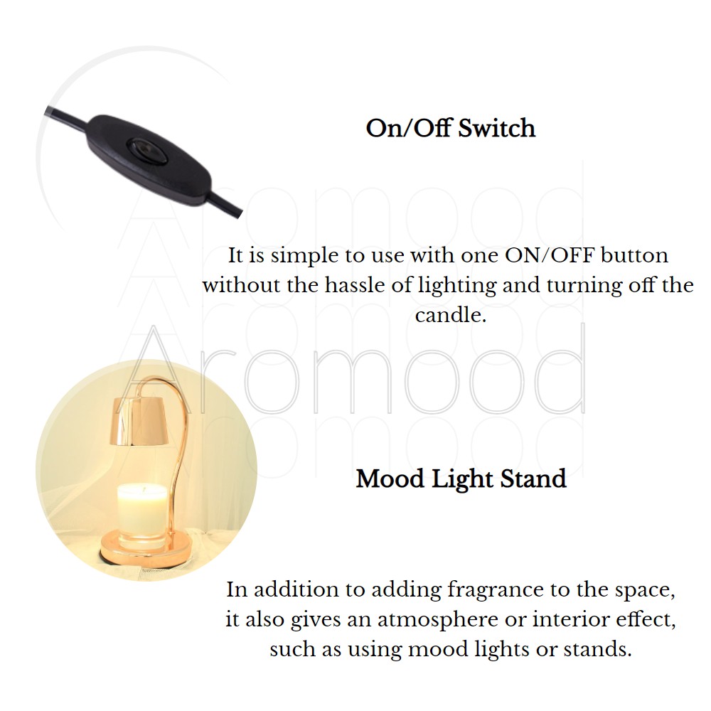 [Korea] Đèn đốt nến thơm / Bộ điều khiển ánh sáng kích thước lớn với 1 bóng đèn halogen - Rose Gold Candle Warmer / đèn đốt nến