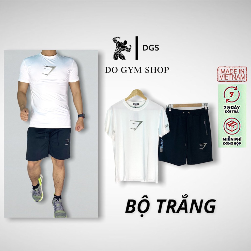 Bộ đồ thun nam thể thao DO GYM SHOP logo thêu, thun lạnh 4 chiều thoáng mát