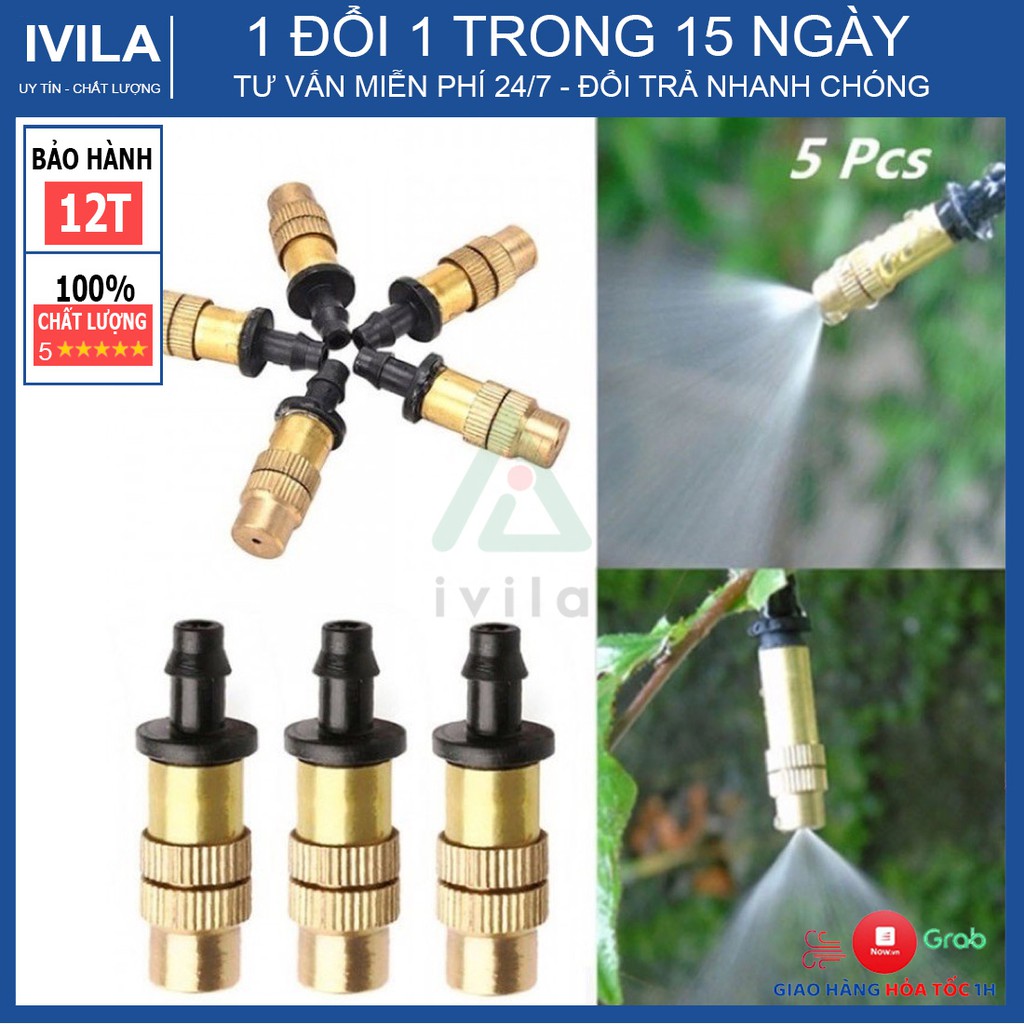 Bộ KIT Phun Sương Tưới Cây 20 Béc phun sương - Béc phun sương Đồng - Bộ kit phun sương cam Tưới Lan, Cây Cảnh