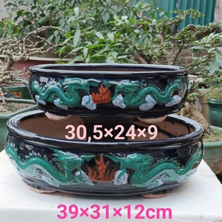 Chậu ang bầu dục gốm sứ.
