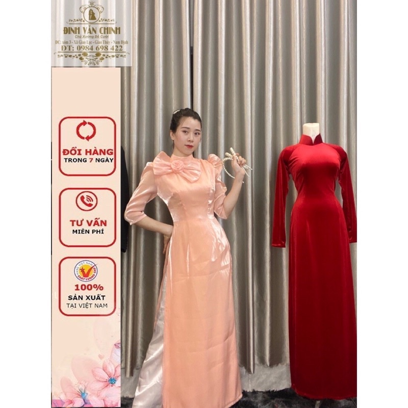 Áo dài tơ ánh kim cao cấp_Duy Chinh_ADTS0028_Tông Màu Hông