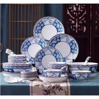 Đĩa sứ bát tràng hoa đào xanh sang chảnh