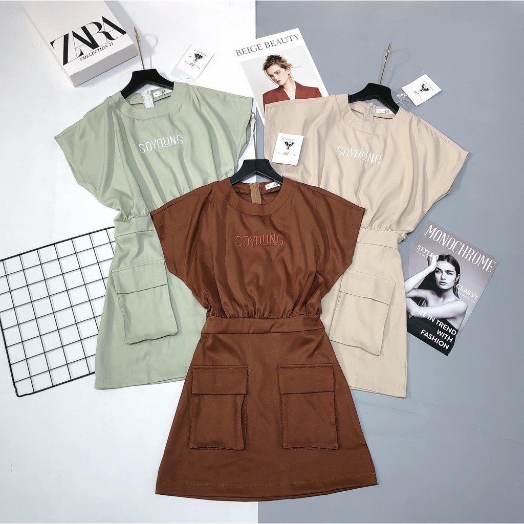 Váy liền SoYoung túi trước 3 màu trẻ trung ( kèm ảnh thật, video ) | BigBuy360 - bigbuy360.vn