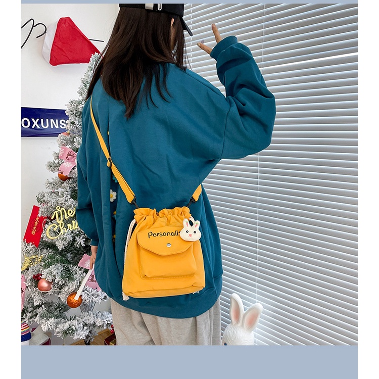 Túi vải canvas đeo chéo dễ thương cho nữ