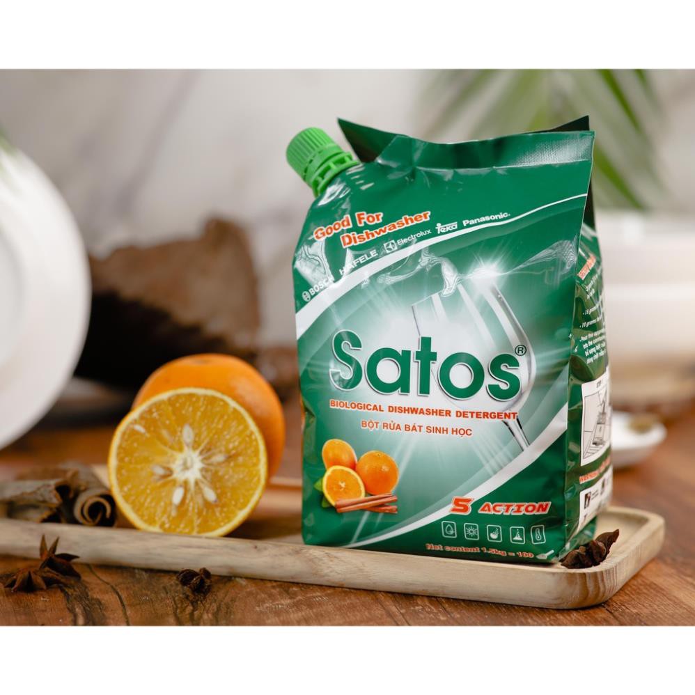BỘT RỬA BÁT SINH HỌC SATOS - 1.7kg, Sạch cho bát, tốt cho sức khỏe. DÀNH CHO CÁC LOẠI MÁY RỬA BÁT
