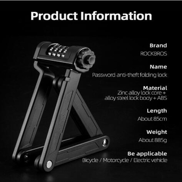 Ổ Khóa Xe Máy Xe Đạp ROCKBROS Cài Mật Khẩu Chống Trộm Tiện Dụng