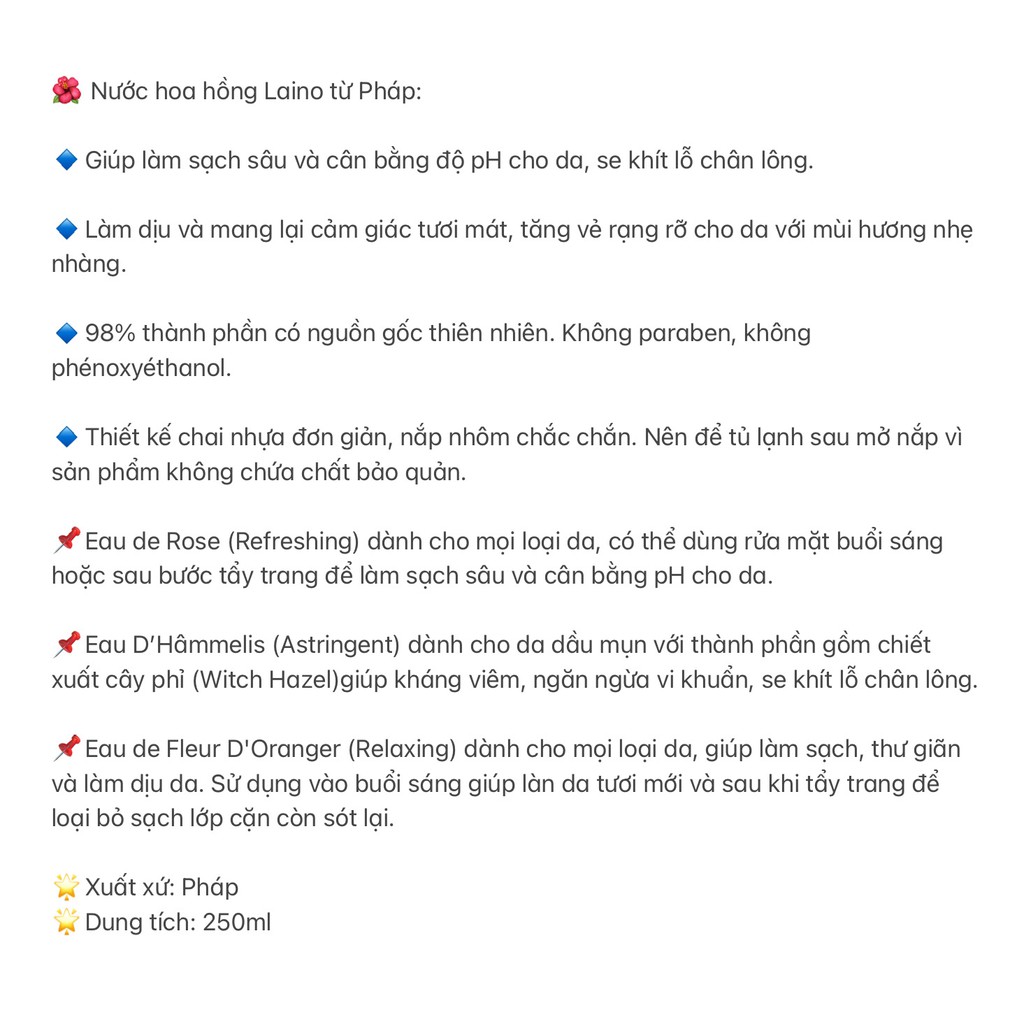 Toner nước hoa hồng Laino
