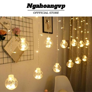 Dây đèn led trang trí Thả mành hình cầu 3,5m 12 bóng Dùng trang trí nhà cửa, phòng ngủ - Ánh sáng vàng