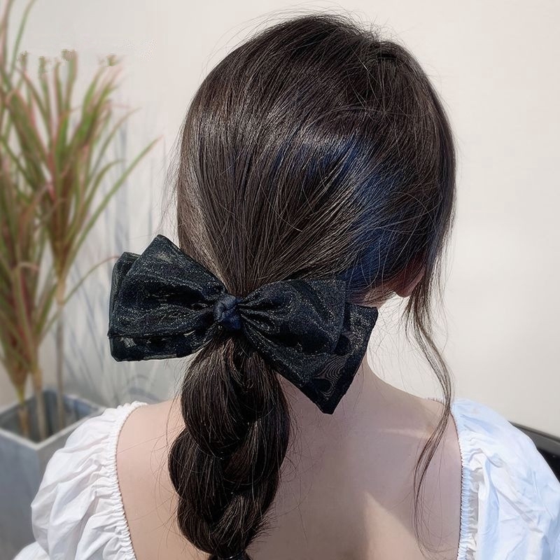 Kẹp tóc/ Dây buộc tóc WE FLOWER trang trí nơ họa tiết chấm bi xinh xắn thời trang