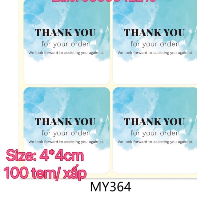 TEM_Tem dán chữ " Thank you" >