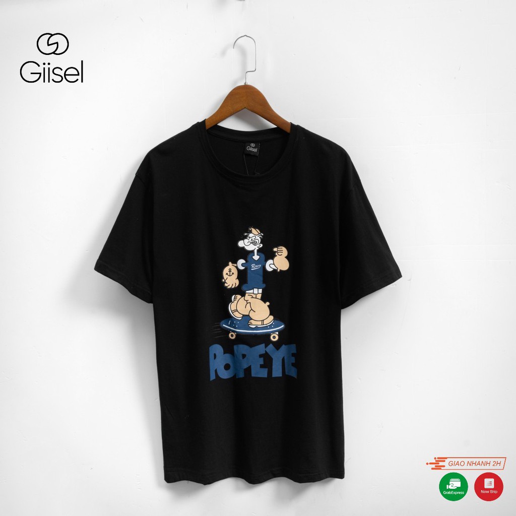 Áo phông nam nữ thun unisex tay lỡ form rộng oversize tee COTTON cổ tròn in hình màu đen trắng đẹp hiệu Giisel