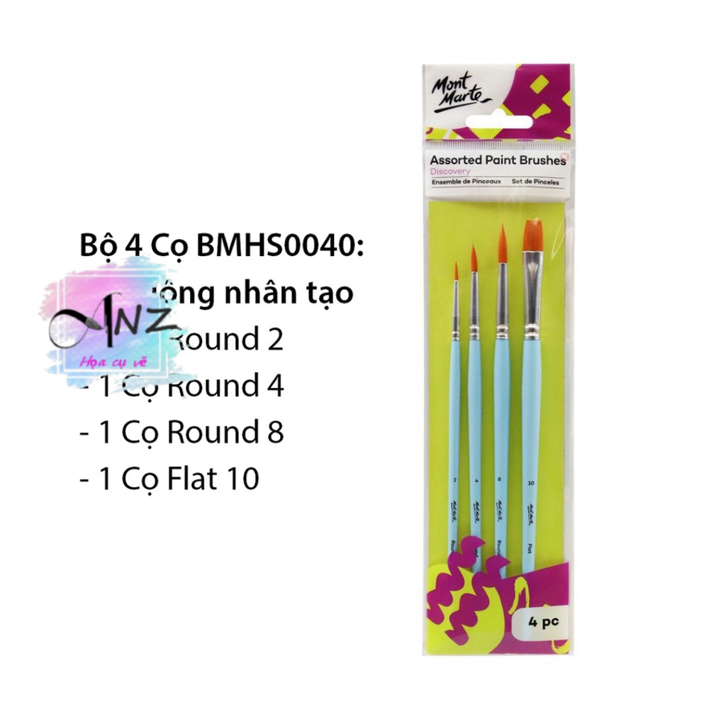 Bộ Cọ Vẽ Màu Acrylic, Màu Nước, Màu Gouche, Sơn Dầu Mont Marte-LAM