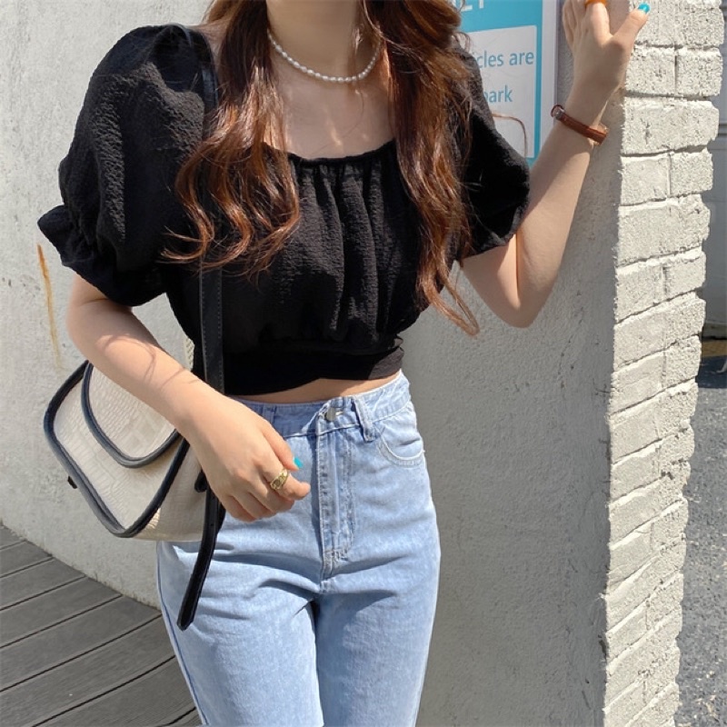 Áo Croptop tay lửng thắt nơ sau lưng cực lên dáng ❤️