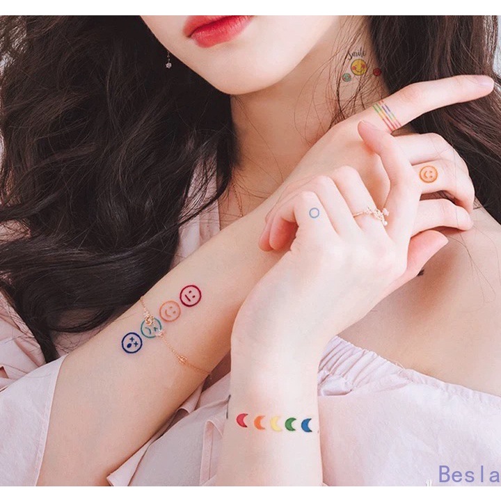 [Hàng mới về] Tờ hình xăm dán chống nước nhiều màu sắc thiết kế dễ thương cho nam và nữ