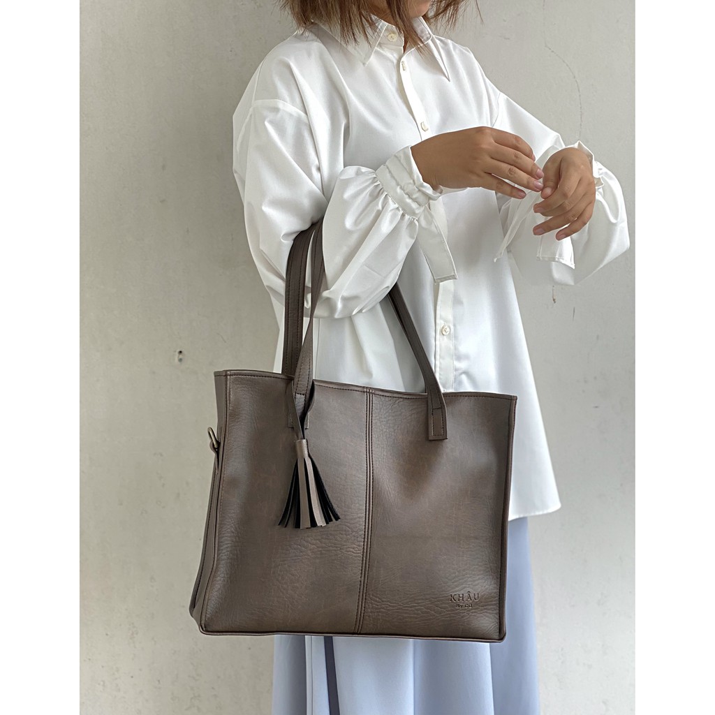 Túi tote da KHÂU BY CQ đeo chéo Bali (Size lớn) đựng vừa A4, Laptop