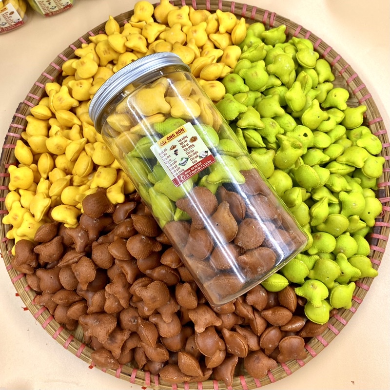 Bánh Gấu Nhân Kem Sữa 3 Hương Vị - Chocolate, Vani, Lá Dứa - Hũ 450g Như Hình