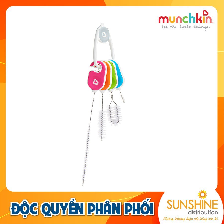 Bộ 4 chổi vệ sinh phụ kiện Munchkin kích thước khác nhau chất liệu sợi nylong siêu mềm