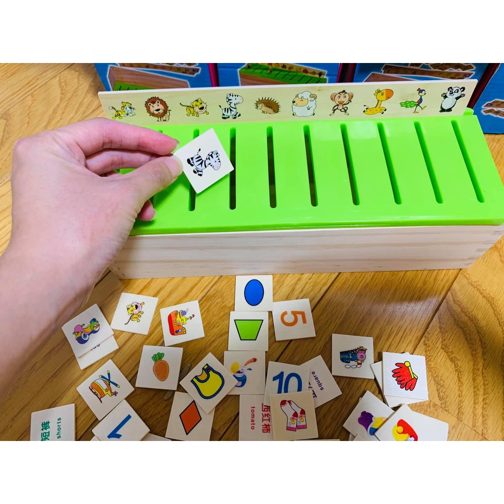 Đồ chơi hộp thả hình theo chủ đề bằng gỗ giúp bé rèn tư duy logic cho các bé từ 1.5-4 tuổi.
