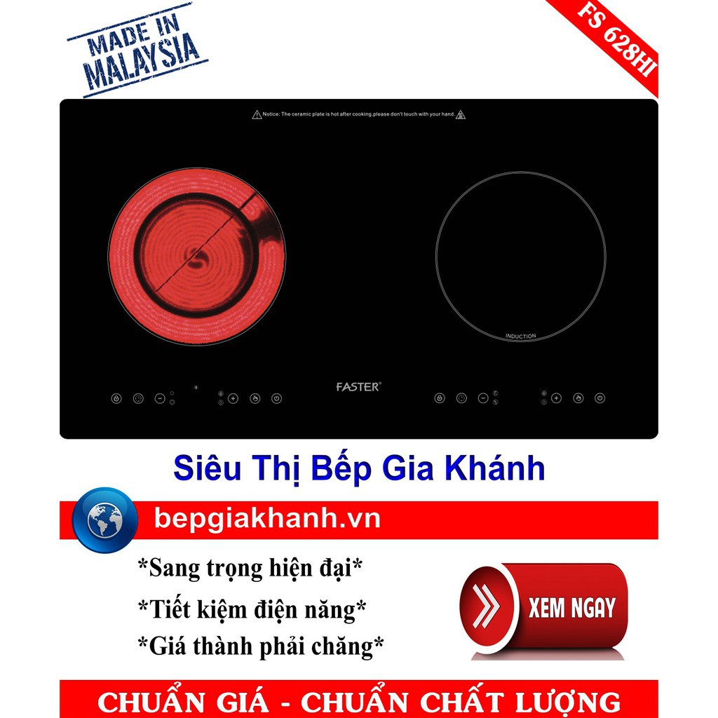 Bếp điện từ Faster FS 628HI, bếp điện từ đôi, bếp điện từ giá rẻ, bếp điện từ, bếp điện từ hồng ngoại, bếp từ hồng ngoại