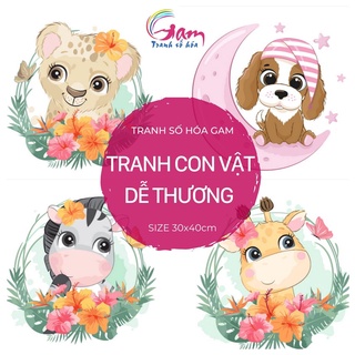 Tranh tô màu theo số Gam con vật thú cưng đơn giản dễ tô