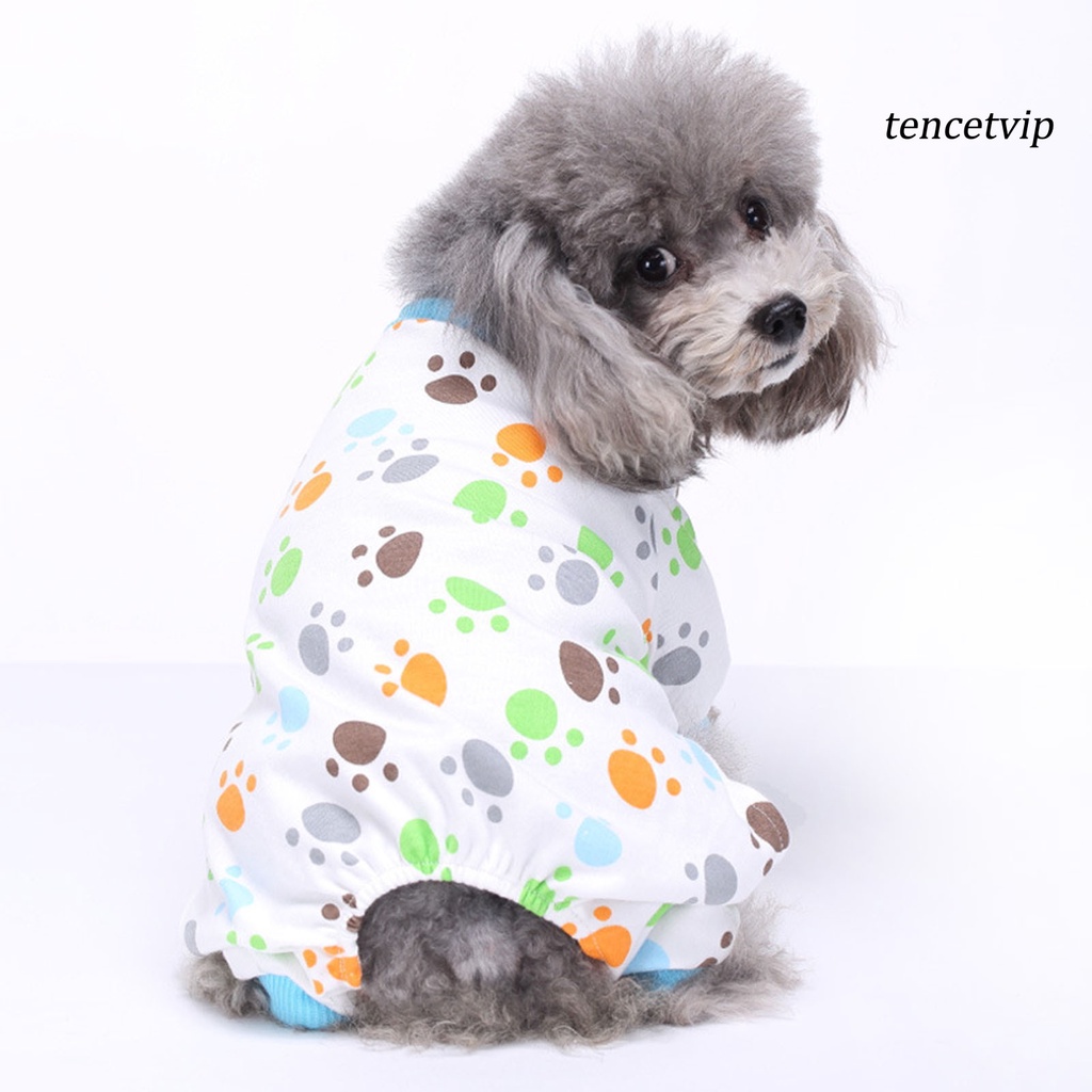 Bộ Đồ Ngủ Liền Thân Cotton Tay Dài Bốn Chân In Hình Cún Hoạt Hình Cho Thú Cưng