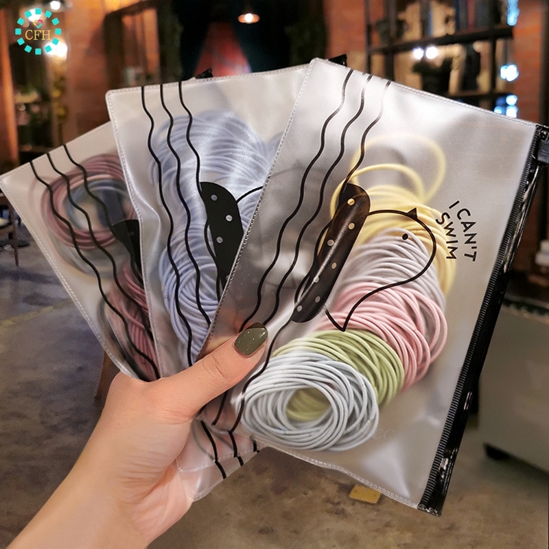 【cfh】100pcs Hair Accessories Rubber Bands Scrunchie Elastic Hair Bands Girls Headband