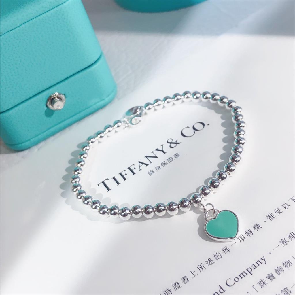 Tiffany Tiffany & Co./Tiffany vòng tay men đôi trái tim màu hồng anh đào màu xanh lam