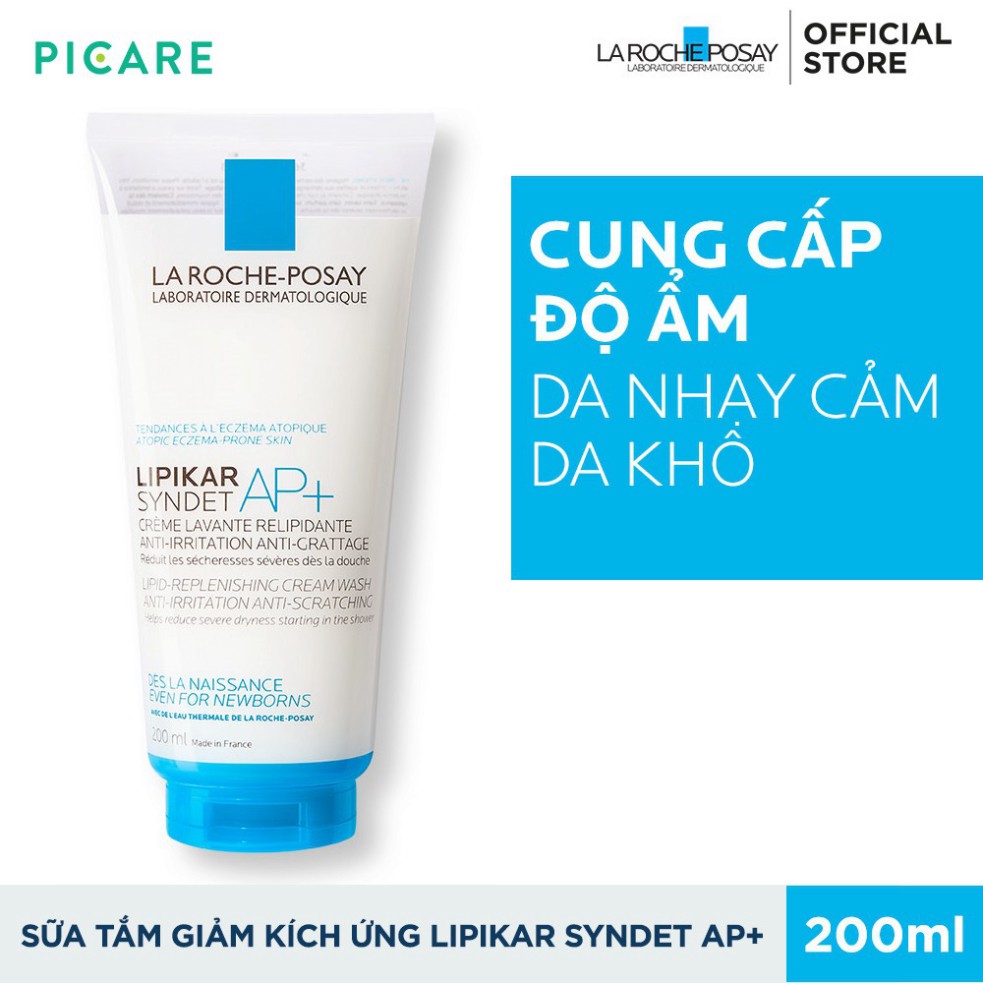 [CHÍNH HÃNG] La Roche Posay Sữa Rữa Mặt Và Tắm Cho Da Khô Đến Rất Khô Lipikar Syndet AP+ 200ml