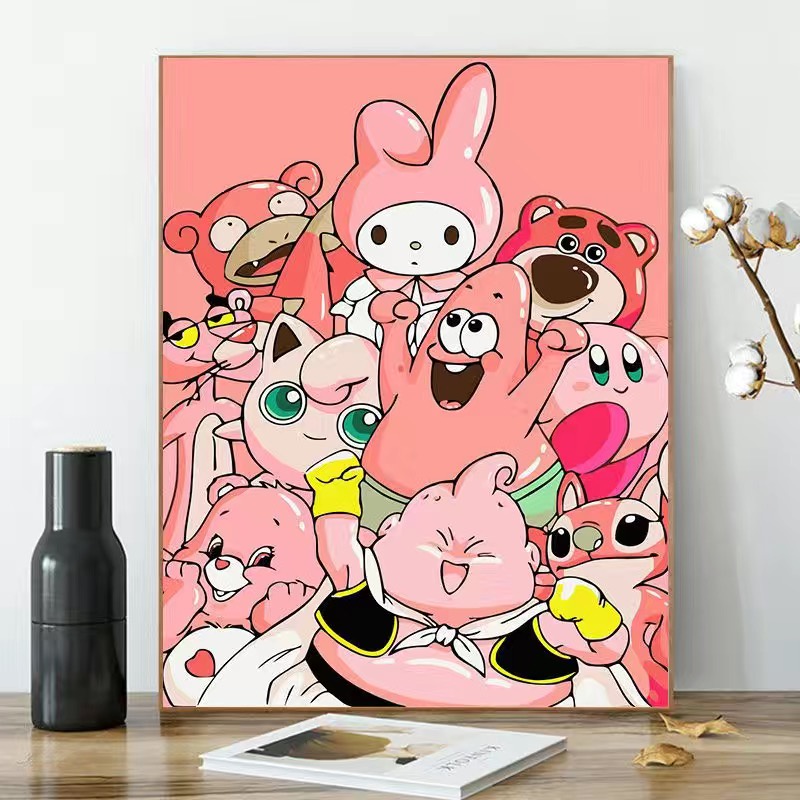Tranh Tô Màu Theo Số, Tranh NHÂN VẬT HOẠT HÌNH, KT 40x50cm, Có Khung, Đủ Phụ Kiện, Tranh Số Hóa Hottrend