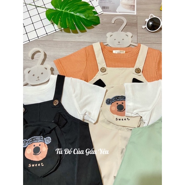 Set yếm áo thun cộc tay cho bé