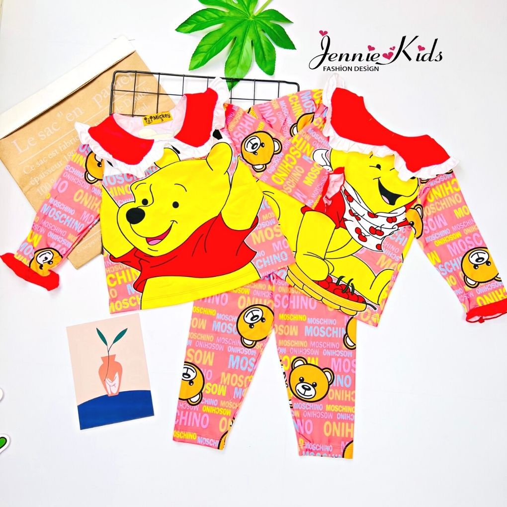 Đồ bộ bé gái size đại dài tay thun lạnh cổ sen bèo Jennie kids J496