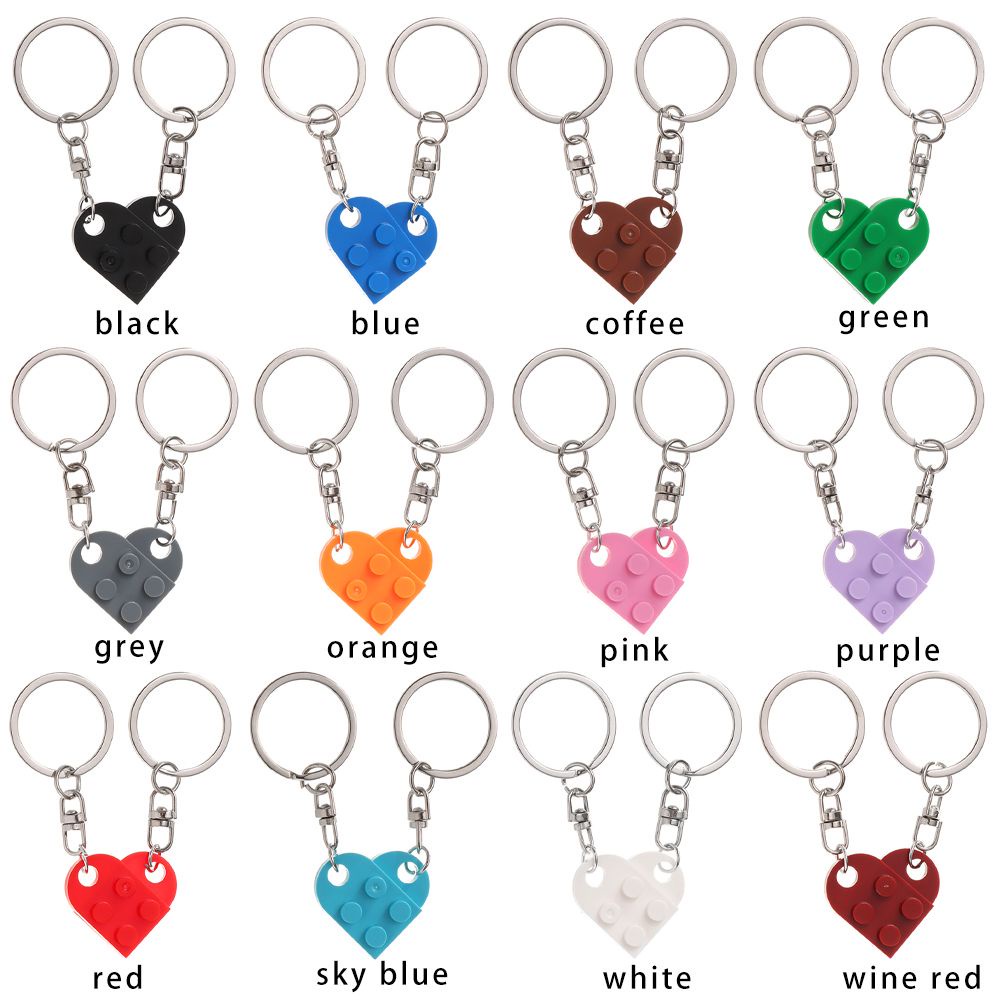 Set 2 móc khóa ghép hình trái tim MIHAN1 dễ thương nhiều màu