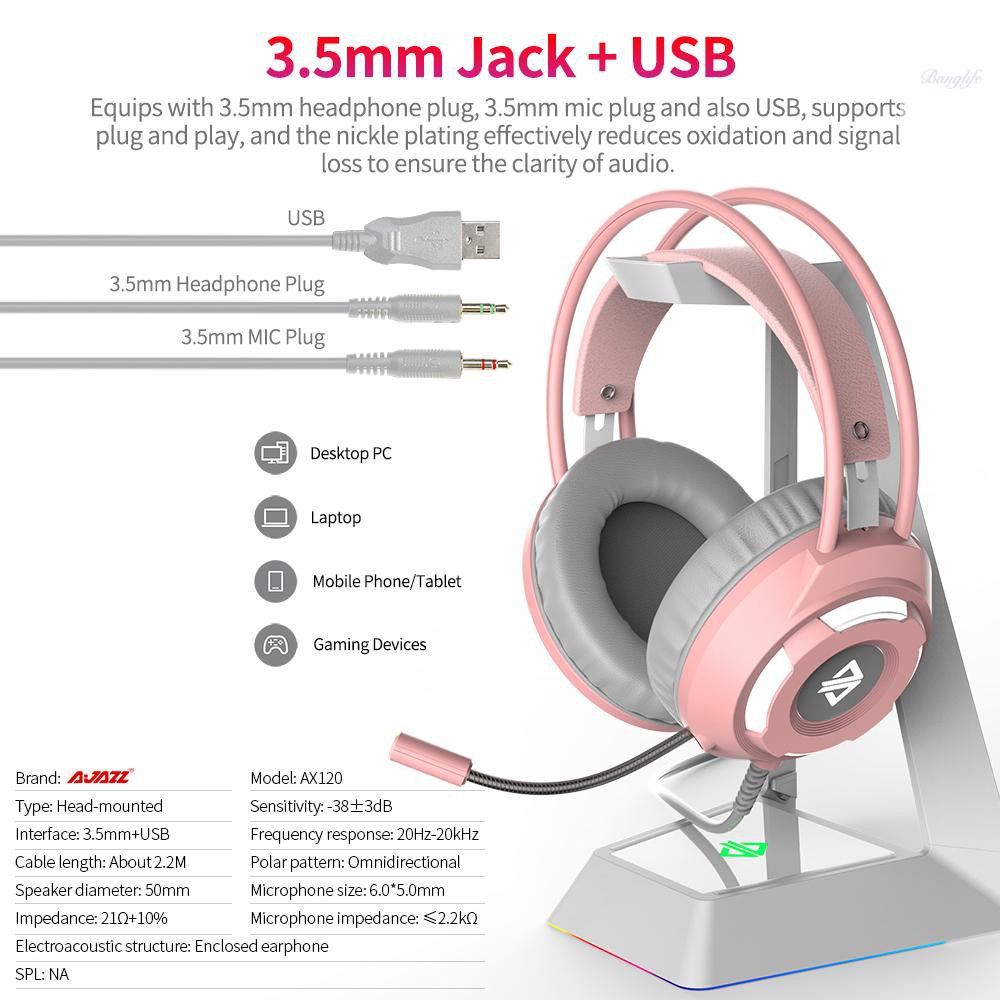 Tai Nghe Chơi Game Có Dây Ajazz Ax120 Cổng 3.5mm Âm Thanh Sống Động 50mm | BigBuy360 - bigbuy360.vn