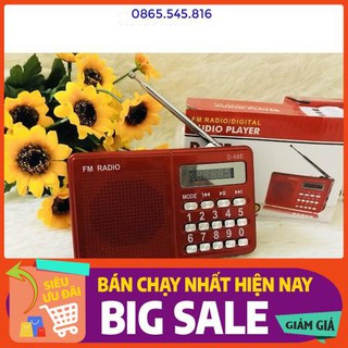 Đài radio FM D68E,có thẻ nhớ usb,tặng thêm pin,âm thanh chất lượng bắt sóng tốt  BH 6 tháng đổi mới thiết kế nhỏ gọn