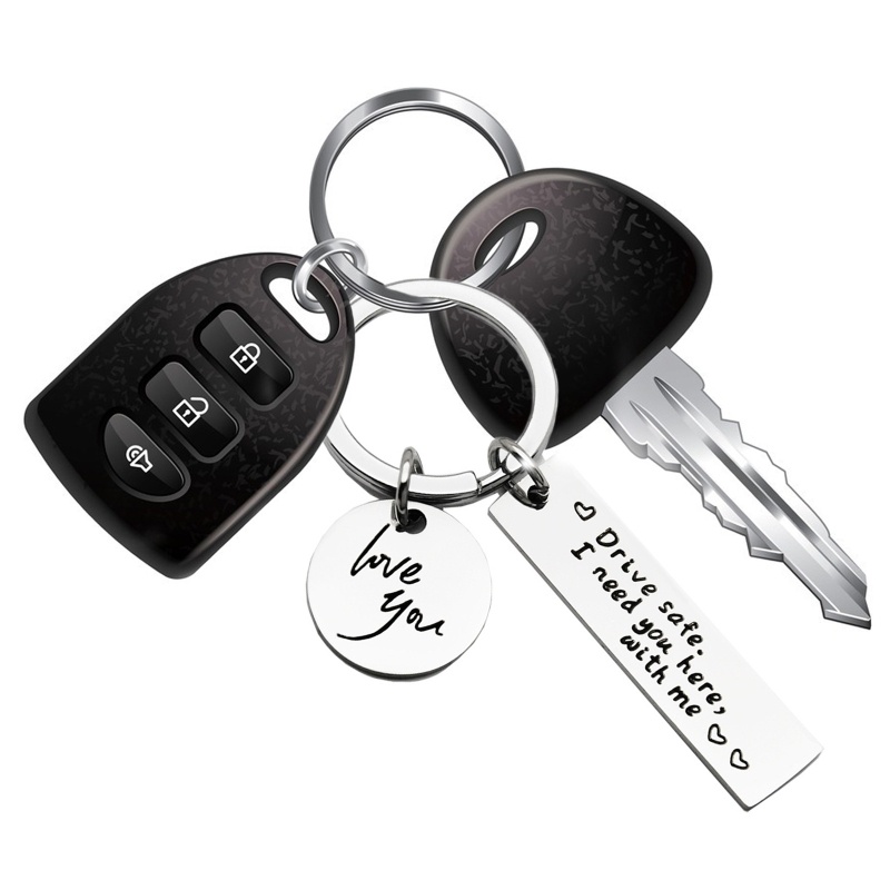 Móc Chìa Khóa Bằng Thép Không Gỉ In Chữ I Need You Here with Me Dành Cho Cặp Đôi