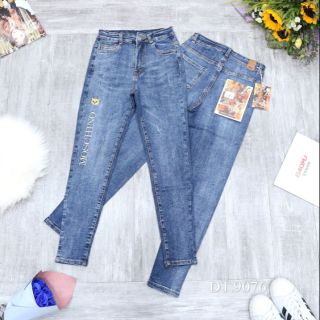 Quần Jean Nữ Thêu Chữ Lưng Cao [Ảnh Thật]
