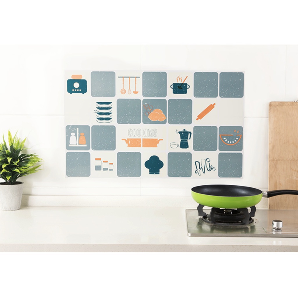 Giấy dán tường nhà bếp chống bắn dầu mỡ, decal dán bếp tráng nhôm chịu nhiệt cao, giúp trang trí bếp xinh tươi, sạch sẽ