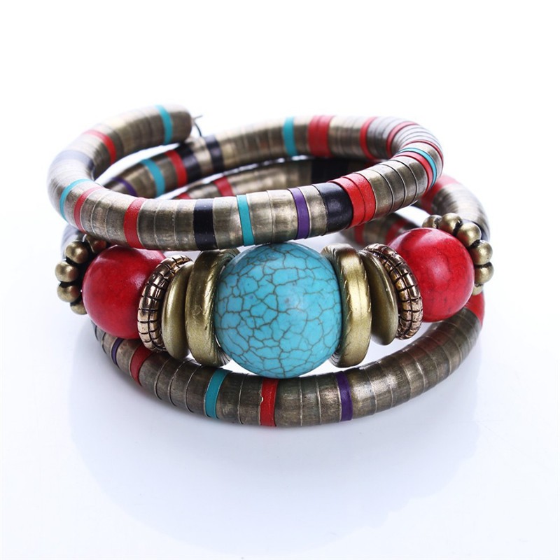 Vòng đeo tay đá ngọc lam nhân tạo phong cách Boho đẹp mắt