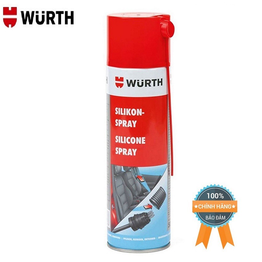 { Chai Xịt Bôi Trơn Tiếp Điểm } Wurth Silicone Spray 893221 Làm trơn chống rít gioăng, bôi trơn các kẽ sâu khó tiếp cận.