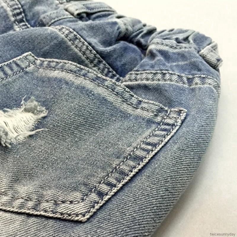 Quần jean dài phối vết rách thời trang cho bé gái
