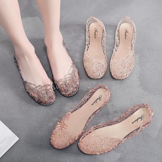 [spot] transparent sandals comfortable soft sole transparent one foot out summer beach shoes women's shoes casual and versatile