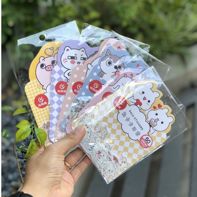 Sticker Cute Trang Trí Sổ Tay, Điện Thoại, Laptop Khu Vườn Ngộ Nghĩnh 50 miếng Washi Tape