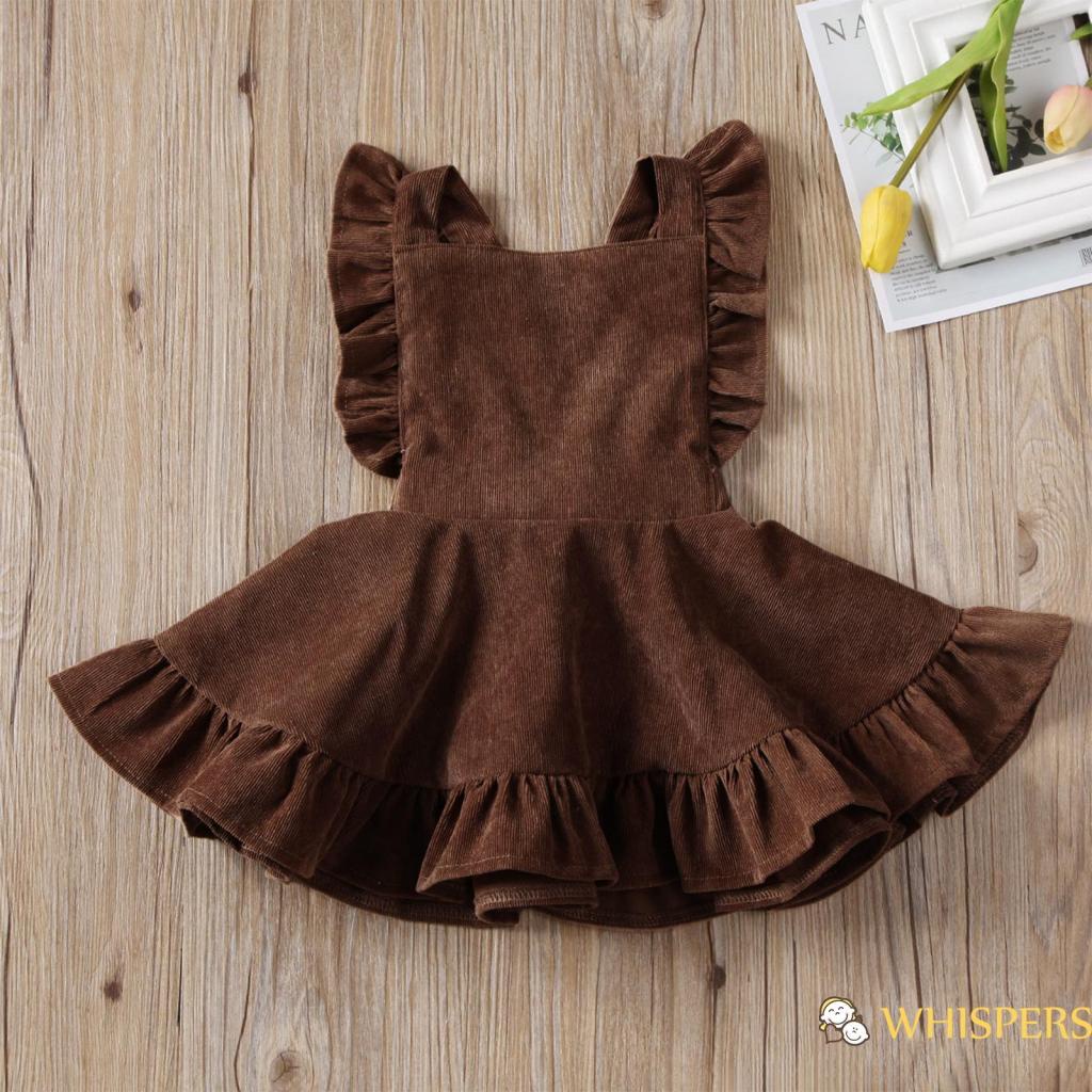 Đầm không tay cổ vuông lưng cao viền bèo thời trang thích hợp cho bé gái