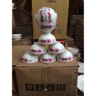combo 10 chén ăn cơm sứ bát tràng(nhiều màu hoa)