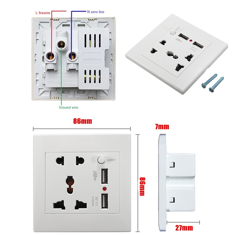 Ổ Cắm Gắn Tường 2.1a