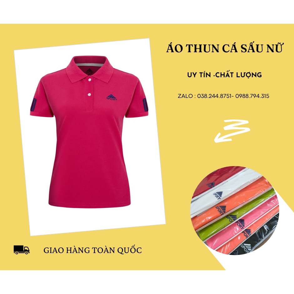 Áo Thun Cá Sấu Nữ Màu Hồng Sen