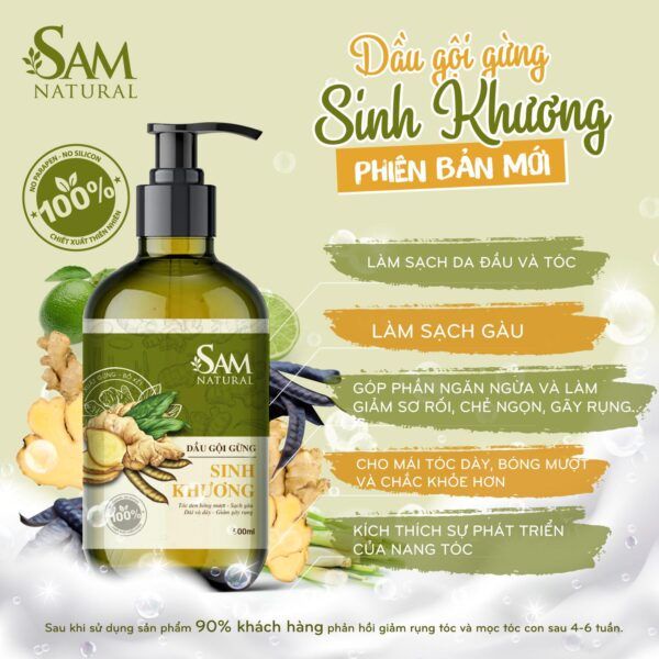 Dầu Gội Gừng Sinh Khương Sam Natural 500ml