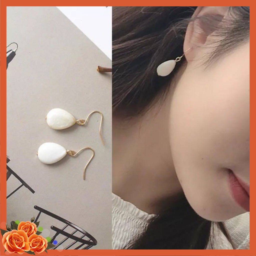 Bông tai GIỌT NƯỚC trắng ngà