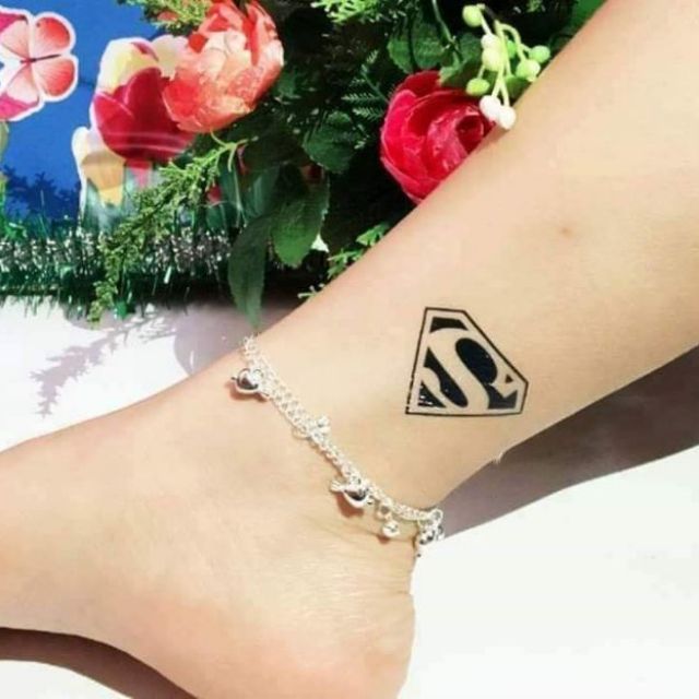 Hình xăm tatoo biểu tượng siêu nhân D27 . Xăm dán tatoo mini tạm thời, size &lt;10x6cm